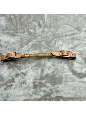 King Series Rolled Braided Rawhide Western Curb Strap Lite Tan - 52-9035 Vintage